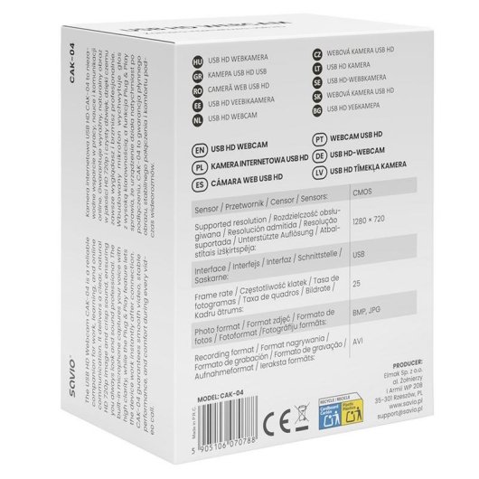 Webcam Savio CAK-04 HD 720p USB Microfone Clip Ajustável