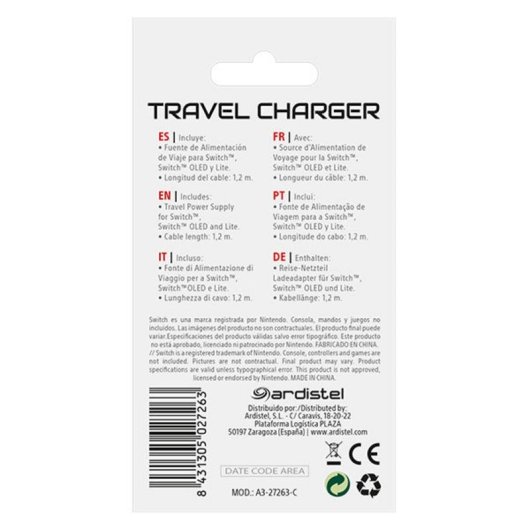 Chargeur ARDISTEL Blackfire Adaptateur AC USB-C 5V 2,4A Nintendo Switch