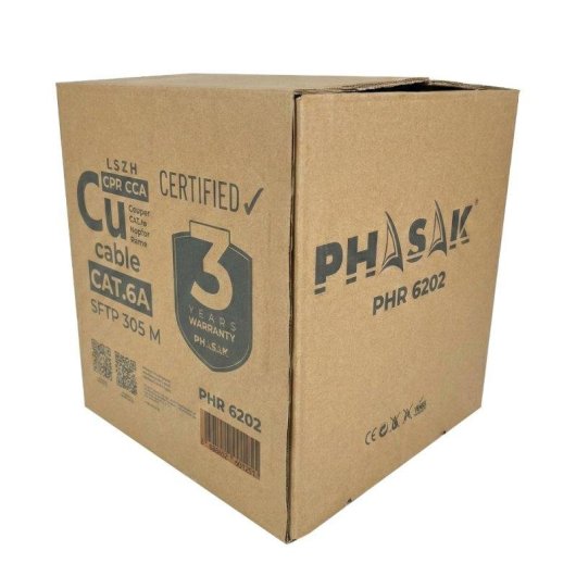 Câble S/FTP Phasak Cat. 6A CU 23AWG LSZH 305 m Cca