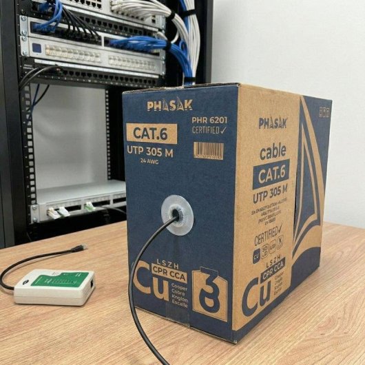 Bobine câble réseau Phasak PHR 6201 Cat.6 UTP cuivre LSZH 305 m