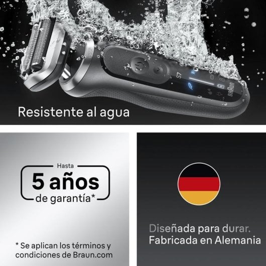 Afeitadora Facial Braun Series 7 72-G1200s Inalámbrica 60min Seco y Mojado 3 Láminas Carga Rápida