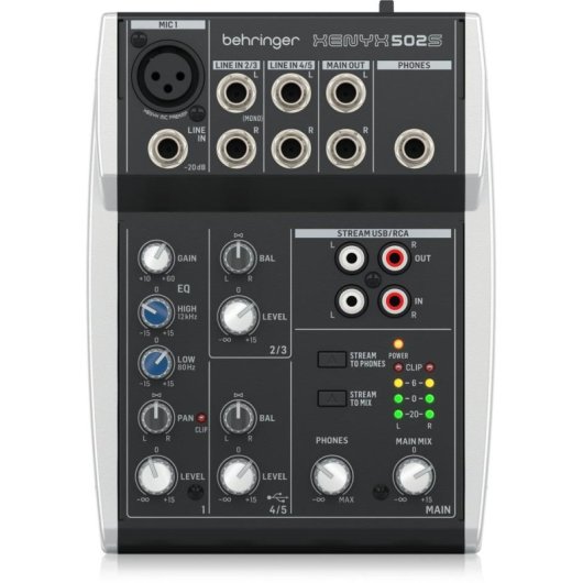 Mesa de Mistura Behringer Xenyx 502S USB 5 Entradas Pré-amplificador XENYX