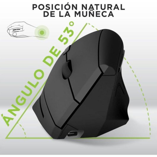 Ratón TnB MWERGOVBTR Bluetooth Wireless 1600 DPI Nero Ergonomico 6 Pulsanti