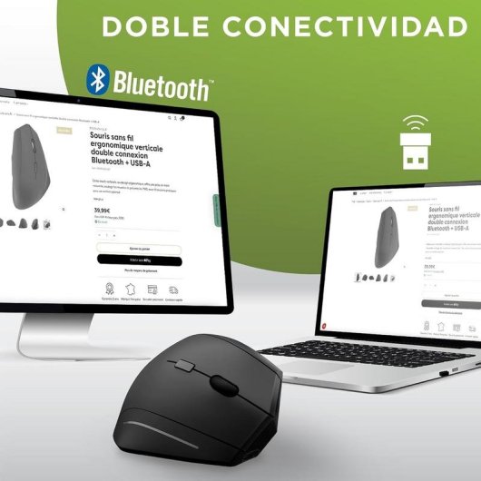 Ratón TnB MWERGOVBTR Bluetooth Wireless 1600 DPI Nero Ergonomico 6 Pulsanti