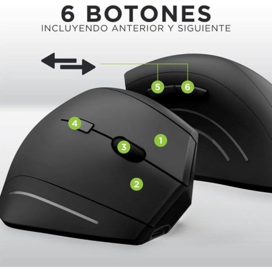 Ratón TnB MWERGOVBTR Bluetooth Wireless 1600 DPI Nero Ergonomico 6 Pulsanti