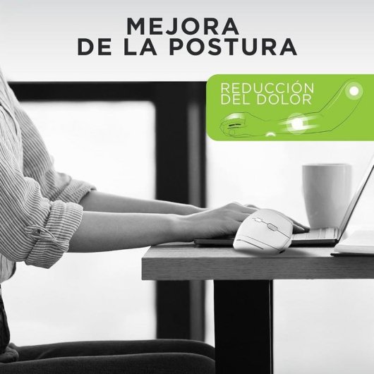 Ratón TnB Vertical Ergonómico Sem Fios Bluetooth 1600DPI Branco Recarregável