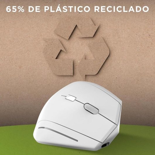 Ratón TnB Vertical Ergonómico Sem Fios Bluetooth 1600DPI Branco Recarregável