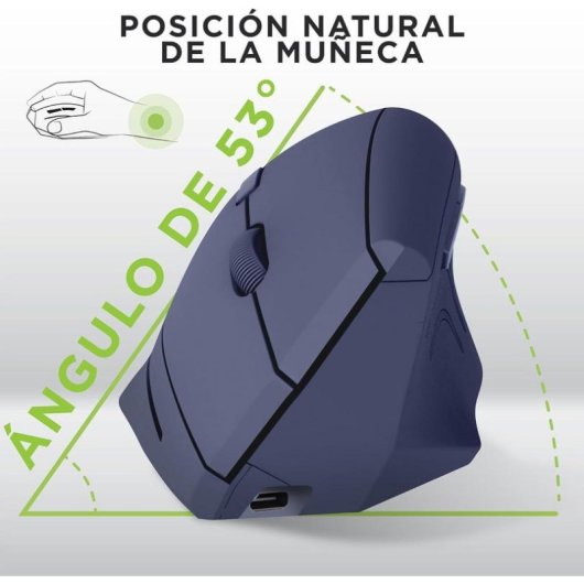Ratón TnB Vertical Ergonomico Wireless Bluetooth 1600DPI Blu Ricaricabile