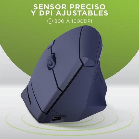 Ratón TnB Vertical Ergonomico Wireless Bluetooth 1600DPI Blu Ricaricabile