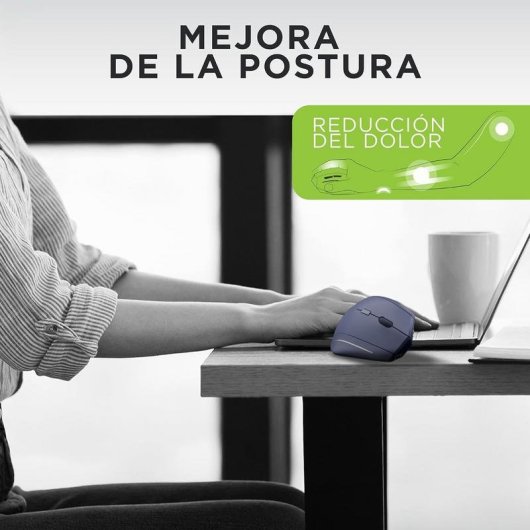 Ratón TnB Vertical Ergonomico Wireless Bluetooth 1600DPI Blu Ricaricabile