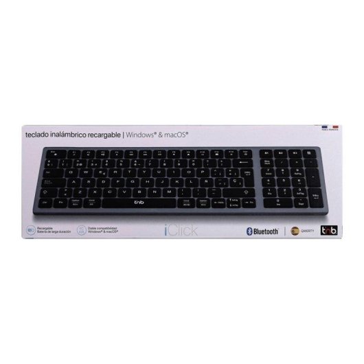 Tastiera TnB Ultra Slim BT Ricaricabile QWERTY Spagnolo 3 Dispositivi
