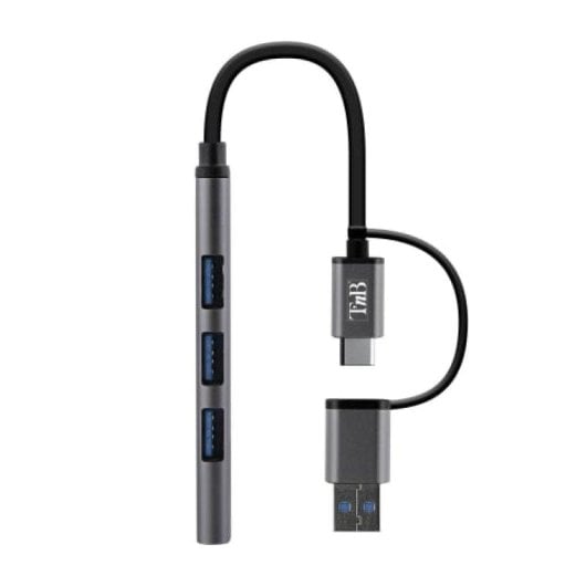 Hub TnB 4 puertos 5 Gbps HUBSLIM4 USB-A y USB-C ultradelgado aluminio