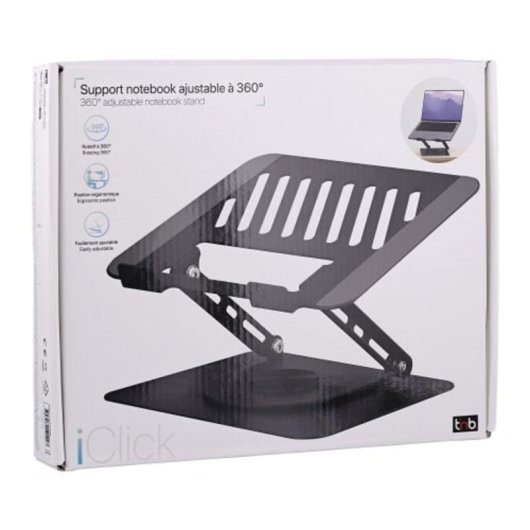 Support ordinateur portable TnB NBSTAND360 aluminium noir 360° 15 pouces