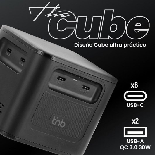 Stazione di ricarica TnB CHCONF380W 8 porte 380W PD 3.1 USB-C USB-A nero