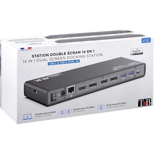 Docking station TnB DSDL14 4K60Hz doppio display 14 in 1