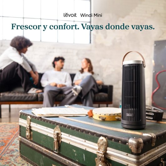 Ventilador Torre Levoit Windi Mini 7,5W 5 Velocidades Motor DC Silencioso con Mando Temporizador
