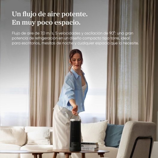 Ventilador Torre Levoit Windi Mini 7,5W 5 Velocidades Motor DC Silencioso con Mando Temporizador