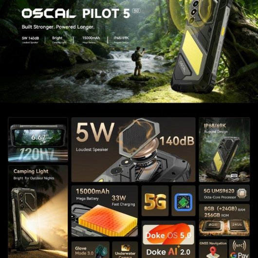 OSCAL Pilot 5 5G 8GB 256GB 6.67" Naranja