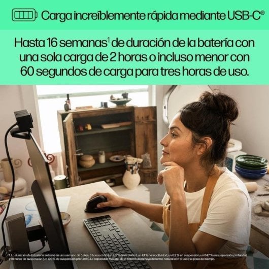 Ratón HP 920 Bluetooth USB 4000DPI Schwarz Vertikal Ergonomisch 5 Tasten