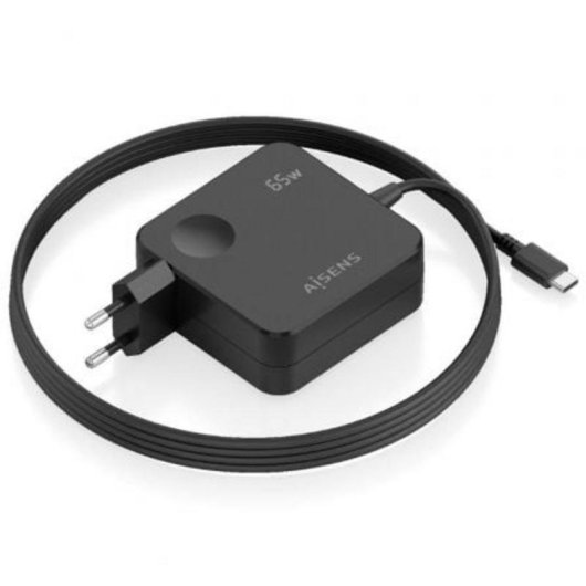 Carregador de parede Aisens ASCH-1PD65WL80-BK USB-C 65W GaN cabo 1,5 m preto