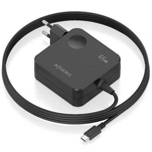 Carregador de parede Aisens ASCH-1PD65WL80-BK USB-C 65W GaN cabo 1,5 m preto