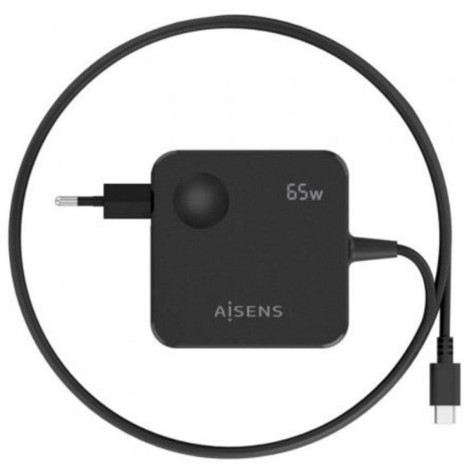 Carregador de parede Aisens ASCH-1PD65WL80-BK USB-C 65W GaN cabo 1,5 m preto