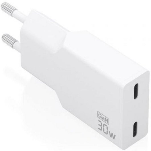 Carregador Aisens A110-1003 GaN 30W 2xUSB-C Branco Carga Rápida