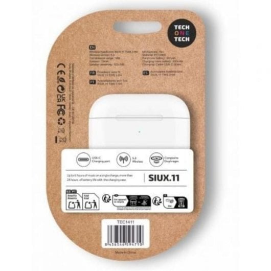 Auriculaires Tech One Tech SIUX.11 sans fil Bluetooth TWS autonomie 24h blancs
