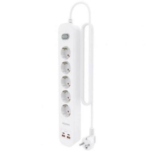 Multiprise Aisens ASPS-2A2C14-W 5 Prises 2 USB-A 2 USB-C avec Protection et Interrupteur