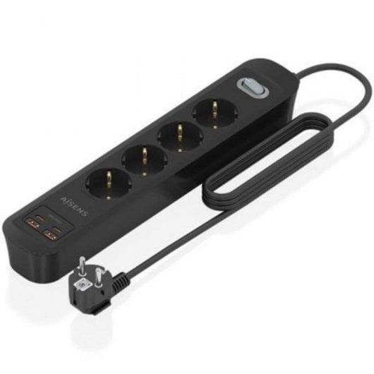 Steckdosenleiste Aisens ASPS-2A2C13-BK 4 Steckplätze 2 USB-A 2 USB-C mit Schutz und Schalter