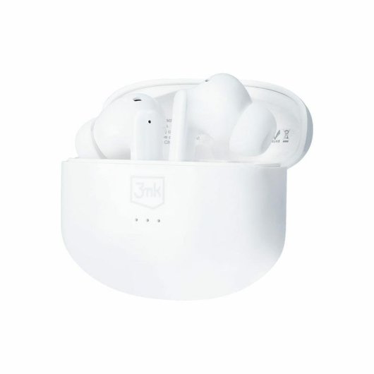 Écouteurs 3MK LifePods sans fil Bluetooth 5.3 avec Réduction de Bruit ANC Blancs