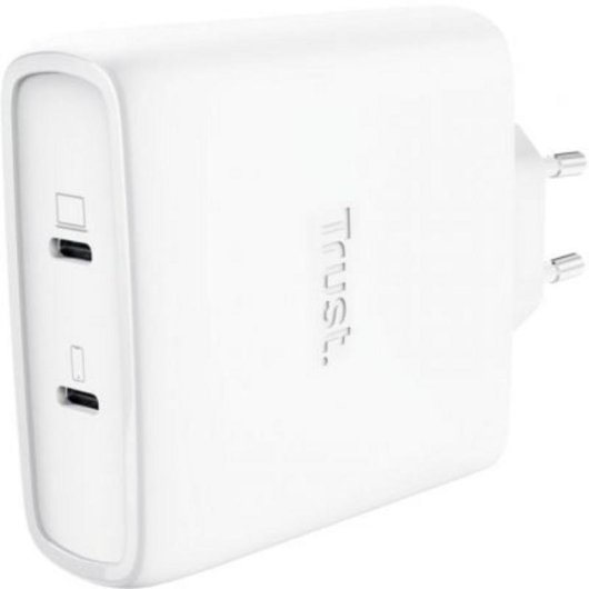 Carregador Trust Maxo GaN 100W USB-C 2 Portas Carga Rápida Branco