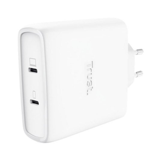 Carregador Trust Maxo GaN 100W USB-C 2 Portas Carga Rápida Branco