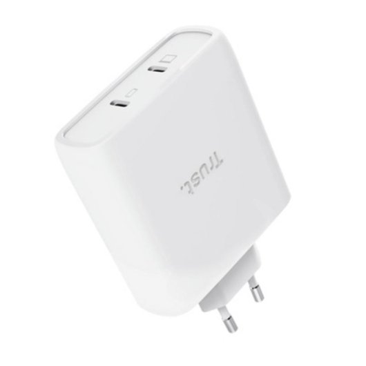 Carregador Trust Maxo GaN 100W USB-C 2 Portas Carga Rápida Branco