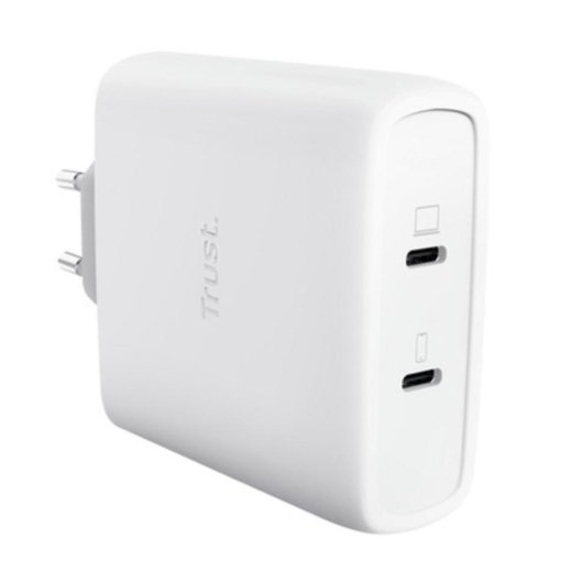 Carregador Trust Maxo GaN 100W USB-C 2 Portas Carga Rápida Branco