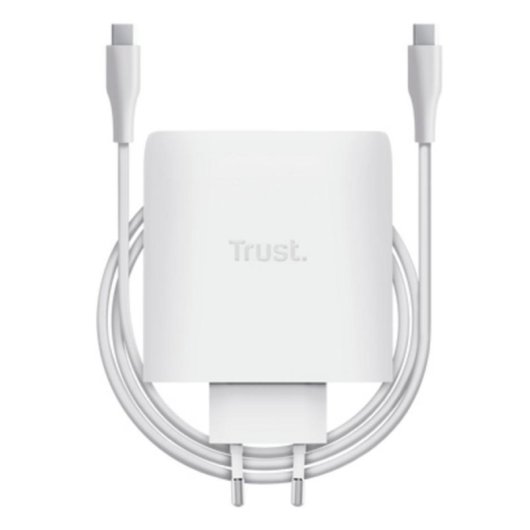 Carregador Trust Maxo GaN 100W USB-C 2 Portas Carga Rápida Branco
