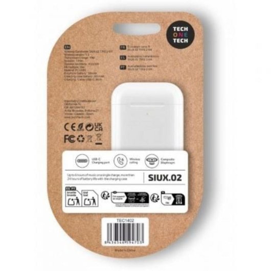 Auriculaires Tech One Tech SIUX.2 sans fil Bluetooth TWS avec étui de charge blanc