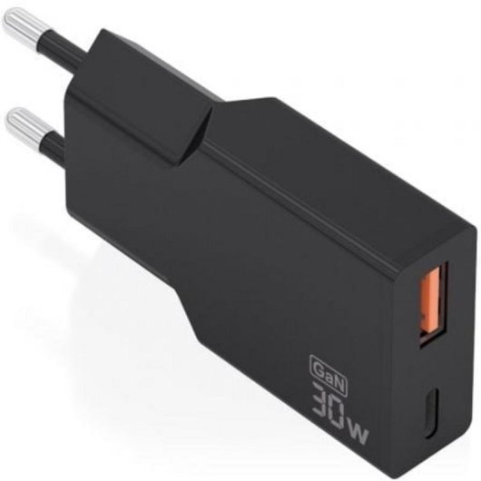 Carregador Aisens A110-1005 GaN 30W USB-C PD3.0 QC4.0 USB-A QC3.0 Preto