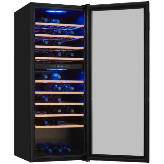 Enfriador de vino Exquisit WS2-78GTE-160G doble zona 45 botellas negro LED