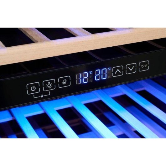 Enfriador de vino Exquisit WS2-78GTE-160G doble zona 45 botellas negro LED