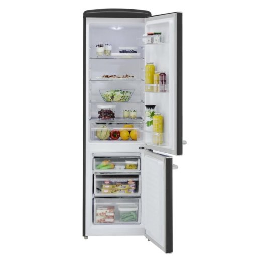 Frigorífico Combi Exquisit RKGC250-70-H-160E Defrost 183cm 244L E Negro Retro