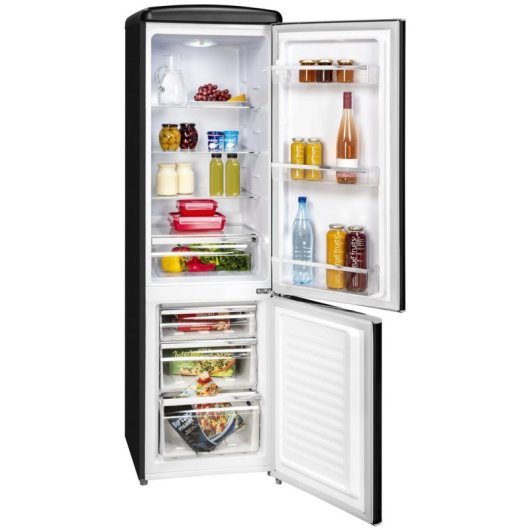 Frigorífico Combi Exquisit RKGC250-70-H-160E Defrost 183cm 244L E Negro Retro
