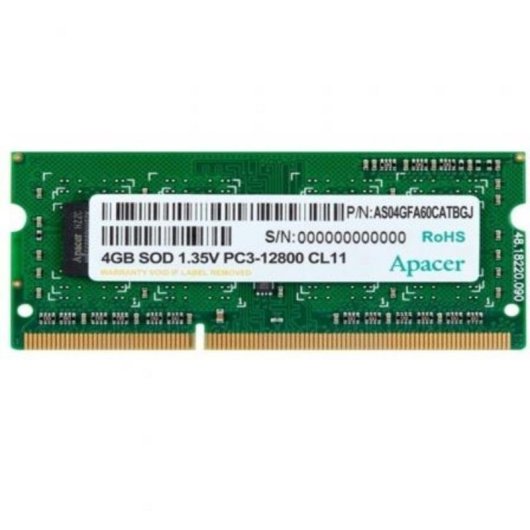 Mémoire RAM Apacer DV.04G2K.KAM 4Go 1x4Go DDR3L 1600MHz CL11 SODIMM 1.35V