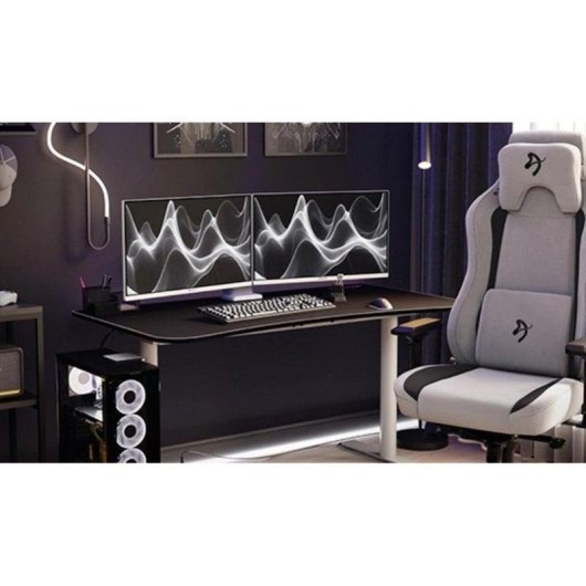 Mesa Gaming Arozzi 140cm Fibre de bois avec gestion câbles et tapis complet