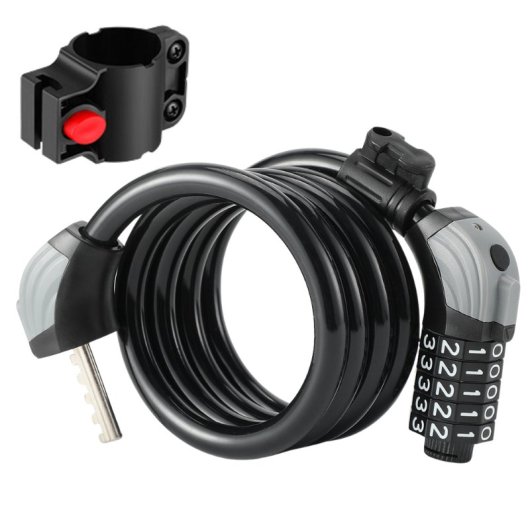 Candado De Cable 5 Digitos Con Luz, Negro