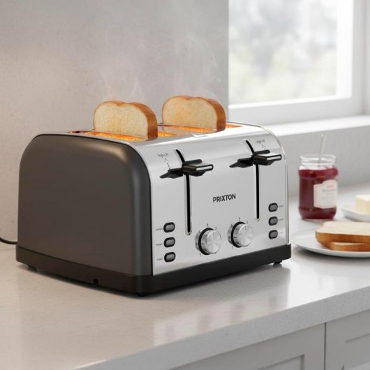 Tostadora Prixton 10006241 4 fentes extra larges 1900 W inox noir