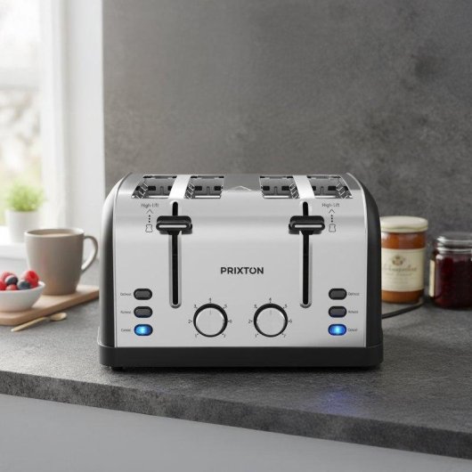 Tostadora Prixton 10006241 4 fentes extra larges 1900 W inox noir