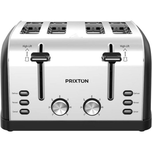 Tostadora Prixton 10006241 4 fentes extra larges 1900 W inox noir