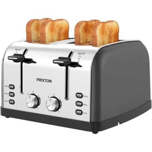 Tostadora Prixton 10006241 4 fentes extra larges 1900 W inox noir