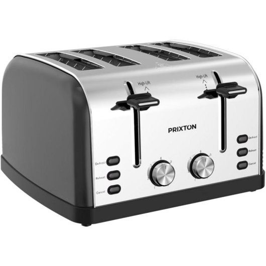 Tostadora Prixton 10006241 4 fentes extra larges 1900 W inox noir